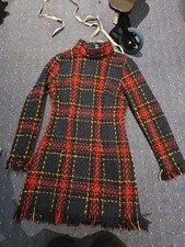 CBR Red And Navy Checked Dress. Short Fitted Bodycon.  Size XS.