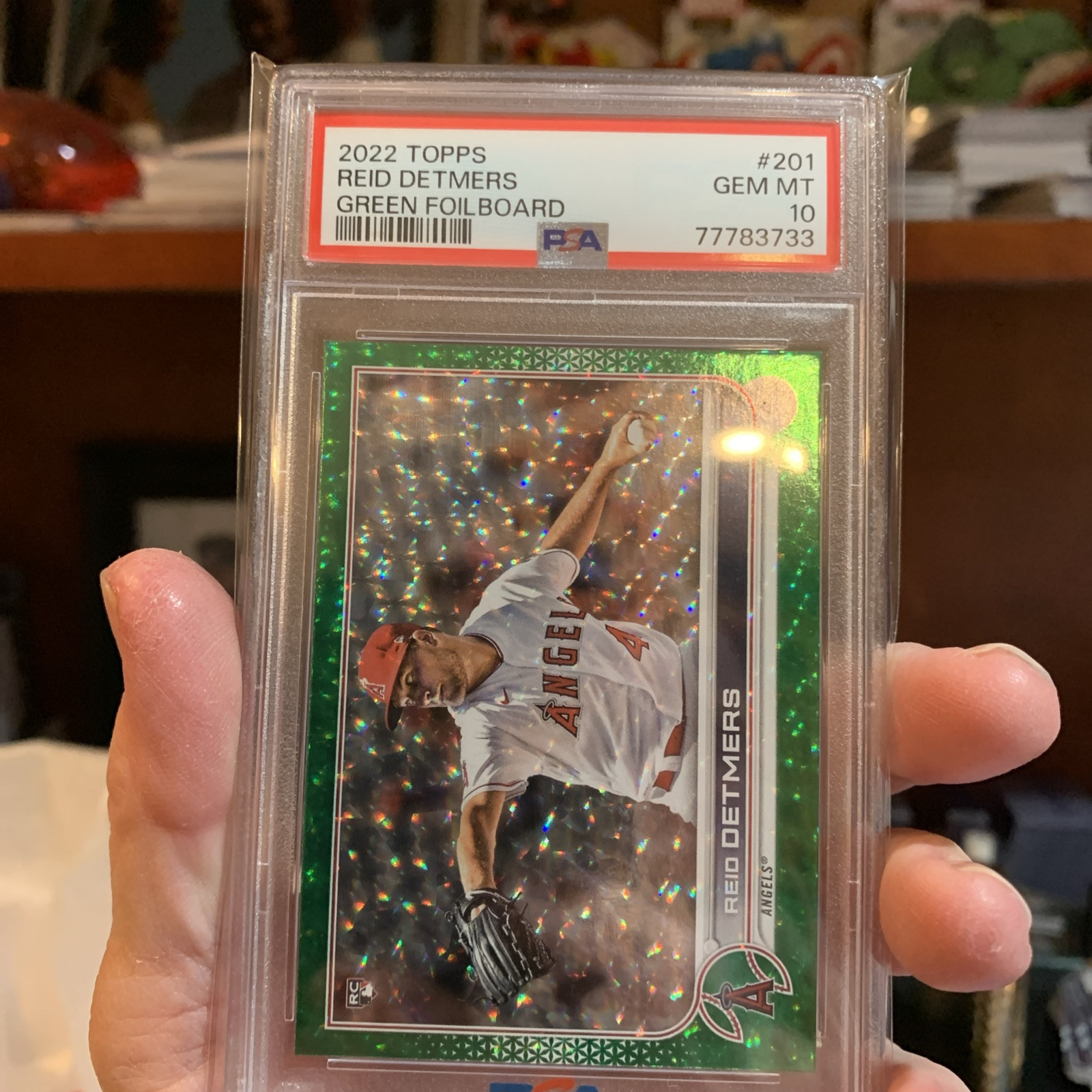 2022 TOPPS #201 REID DETMERS RC #/499 POP 6 PSA 10 Green Foilboard 🔥