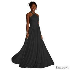 Sz 16 High-Neck Mesh Venetian Style Evening Dress with Full Skirt David’s Bridal