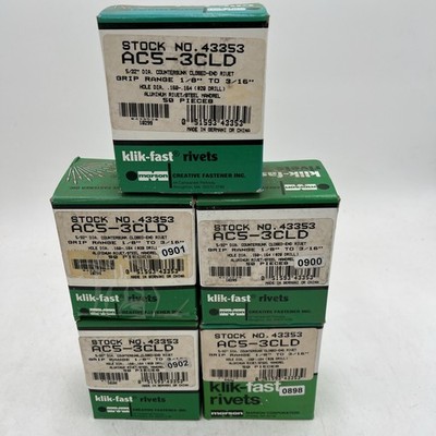 Marson Klik-Fast AC5-3CLD 43353 5/32  Countersunk Closed End Rivet X 5 Boxes