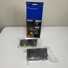 New Factory Seal Epson 802 XL Black 802 Yellow Ink Cartridges Exp 12/2027