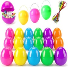 36 Pack Large Fillable Easter Eggs 3.5" , Flat Bottom Plastic Eggs with