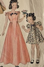 1930s Simplicity Pattern 2945, 2 Styles Girls Dress/Panties; Unprinted, Size 8.