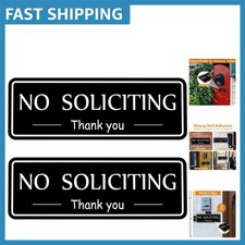 Elegant 2 Pack No Soliciting Signs  Self-Adhesive  Weatherproof 7.9"x2.8"