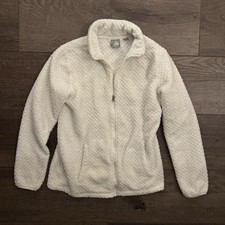 White Shearling Zip Up Long Sleeve Jacket Size Small Women's