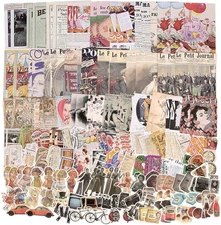 Draupnir 200Pcs Vintage Junk Journal Supplies,Scrapbook Supplies Scrapbooking