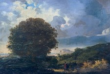 C19th Oil Painting Pastoral Landscape & Figure Manner of James Arthur O?Connor