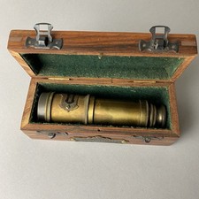 DOLLOND London Brass Maritime Vintage Telescope Nautical Spyglass w/ Wood Box