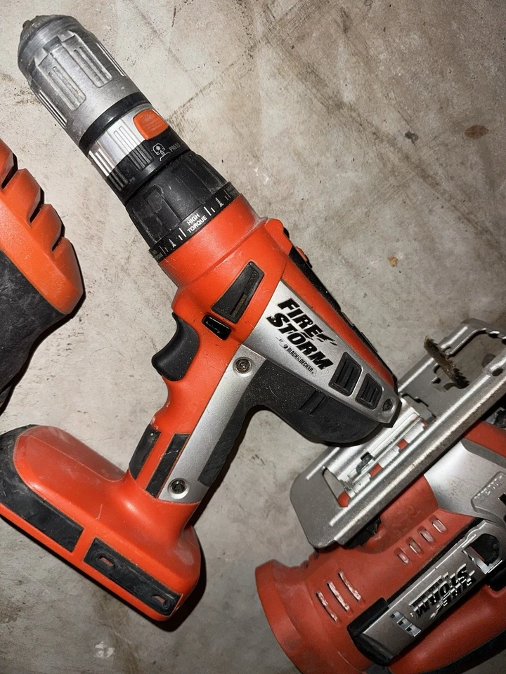 BLACKDECKER FIRE STORM Cordless Tool Set – Drill, Jigsaw,Sander + Bag No Battery - Image 3 of 4