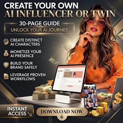 AI Influencer Guide | Create Your AI Twin & AI Content Creator | Canva Templates - Image 1 of 4