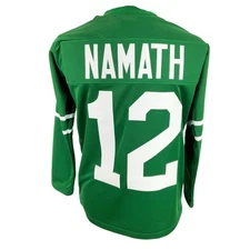 Joe Namath Jersey Long Sleeve Green New York | Unisex Adult Sizes S-5XL Stitch