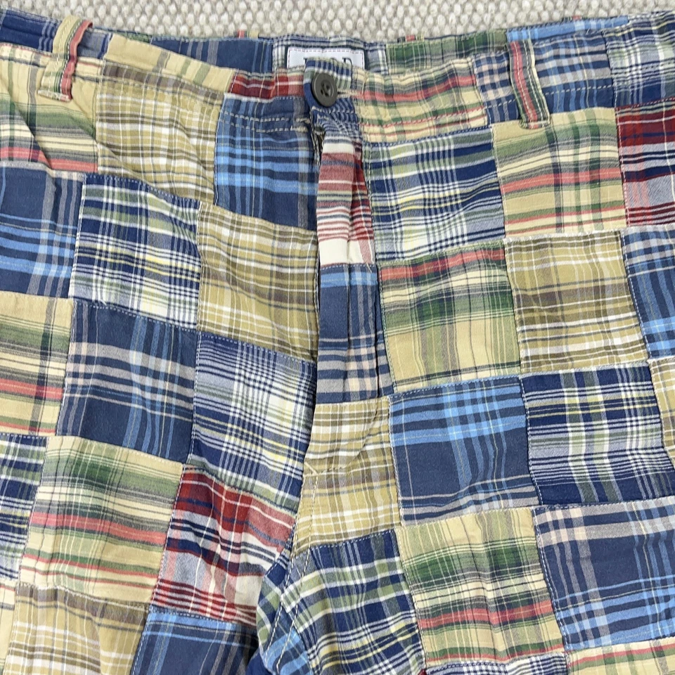 Shorts Izod Chino Masculino 40 Madras Xadrez Patchwork Madras Golfe Frente Plana Preppy - Imagem 4 de 4
