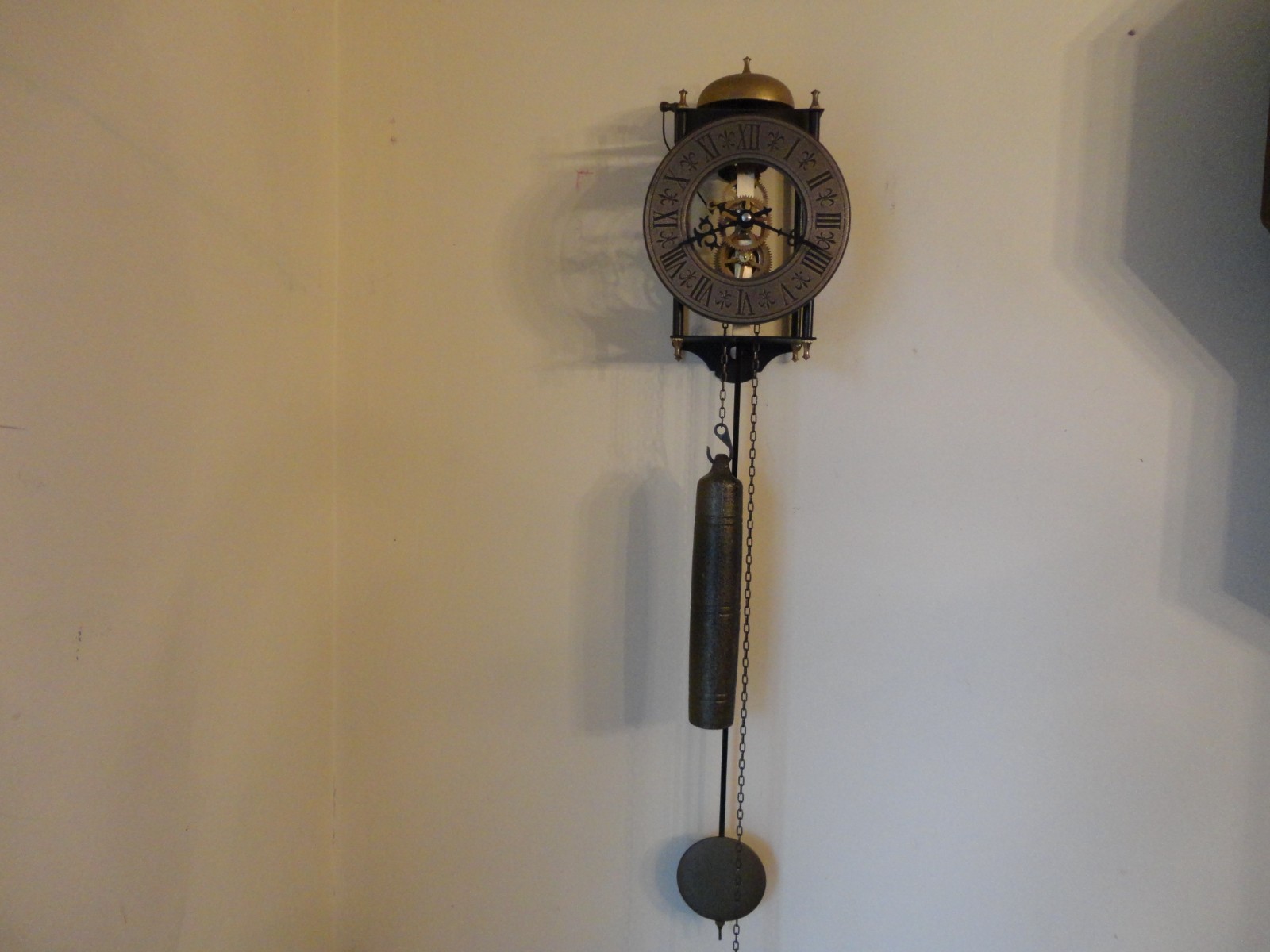 Toscano Templeton Skeleton Weight Regulator Clock Hour Strike Wall Clock YP351