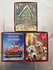 Leanin' Tree Greeting cards Christmas- car -dogs- house