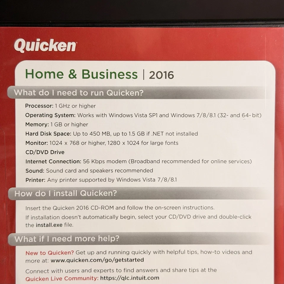 ⚡️NEW Quicken Home And Business 2016 For WINDOWS PC - PLEASE READ BELOW ⚠️SEALED - Image 3 of 4