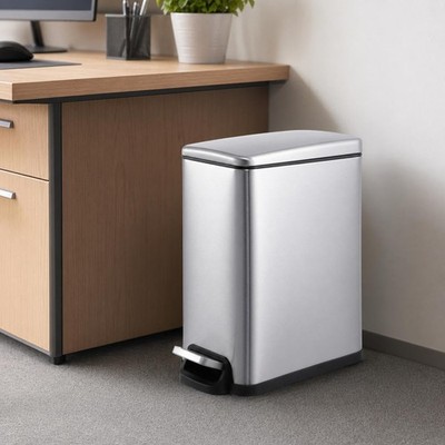 2.6 Gal Stainless Steel Slim Trash Can, 10 L Step Garbage Can with Soft-Close