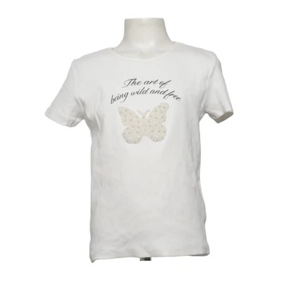 Zara, t-shirt, taille : 164, blanc, coton/élasthanne, unicolore #VHX - Photo 1/4