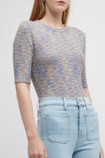 VERONICA BEARD Multicolor "larke' rib knit tee shirt SZ L