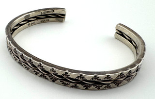 J. Levernier Signed Sterling Silver Native Style Cuff Bracelet 24.7g