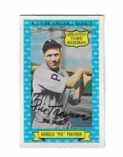 1970 Rold Gold Pretzels ALL-TIME BASEBALL GREATS Pie Traynor #8 backside crease