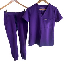 Figs Scrubs Set Purple High Waisted Zamora Pants  Catrina Top Size XS / Petite