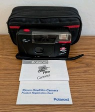 Polaroid 35mm One Film Black Built in Flash Point Shoot Camera W/Case
