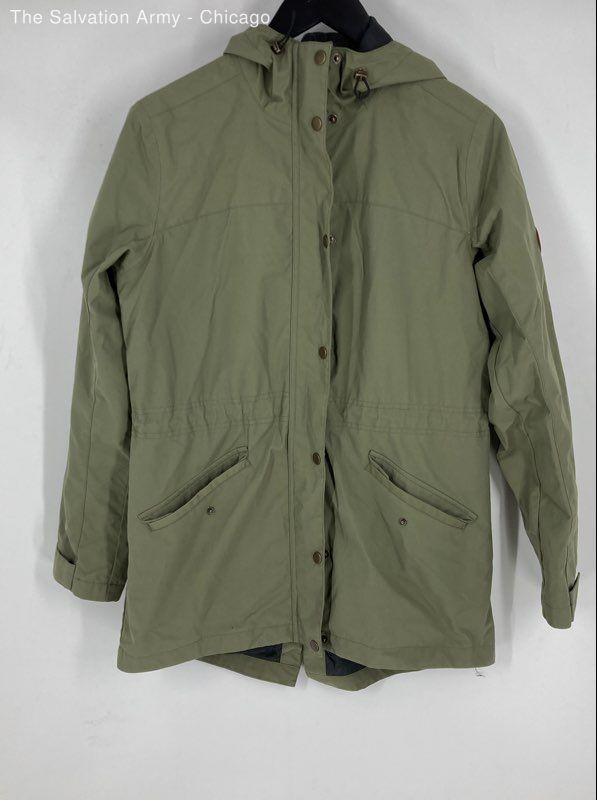 Alpine Womens Olive Green Long Sleeve Hooded Pockets Parka Jacket Size M