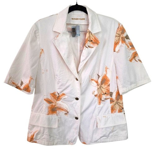 Eugen Klein Tiger Lily Floral Short Sleeve Blazer US 10 Medium