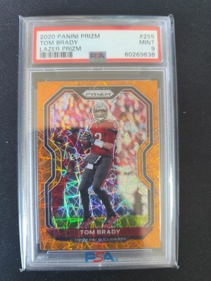 2020 Panini Prizm Football Tom Brady Orange Lazer #255 Buccaneers NFL PSA 9
