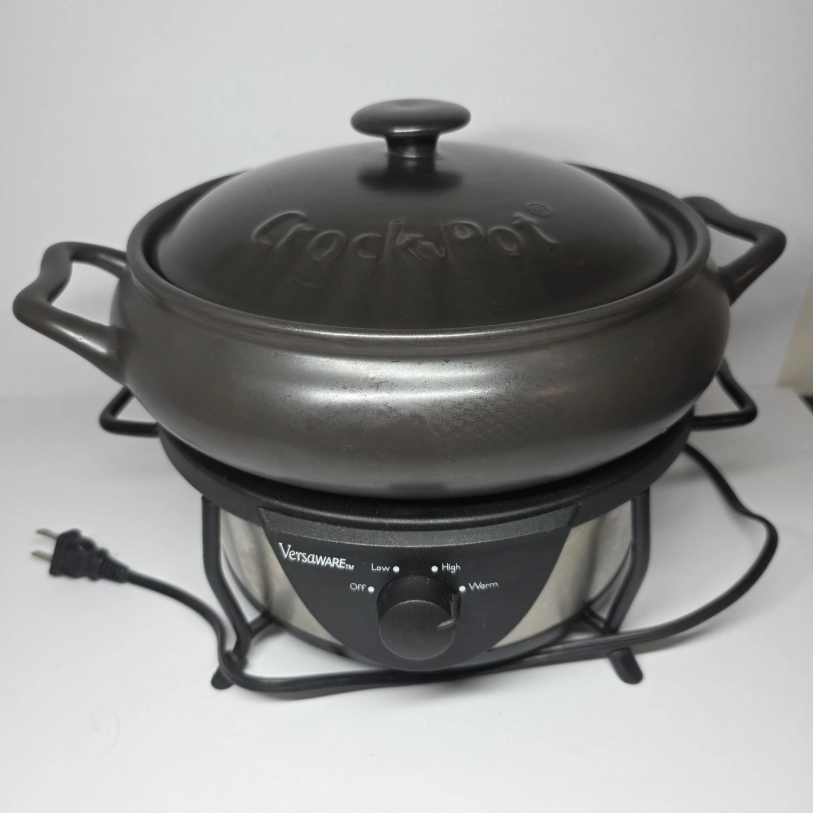 Crock Pot Versaware Rival Slow Cooker Stoneware SC7500 Black Crock Silver Base