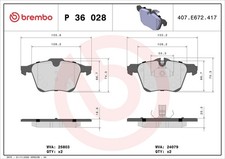 Brembo Front Brake Pad Set fits Jaguar F-Type XF XJ 5.0 3.0 2.0 4.2 P 36 028