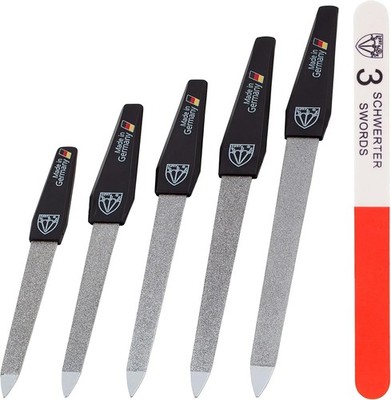 3 Swords Germany - Brand Quality Sapphire Metal Nail File Set (5 Pcs.) with 3-Wa