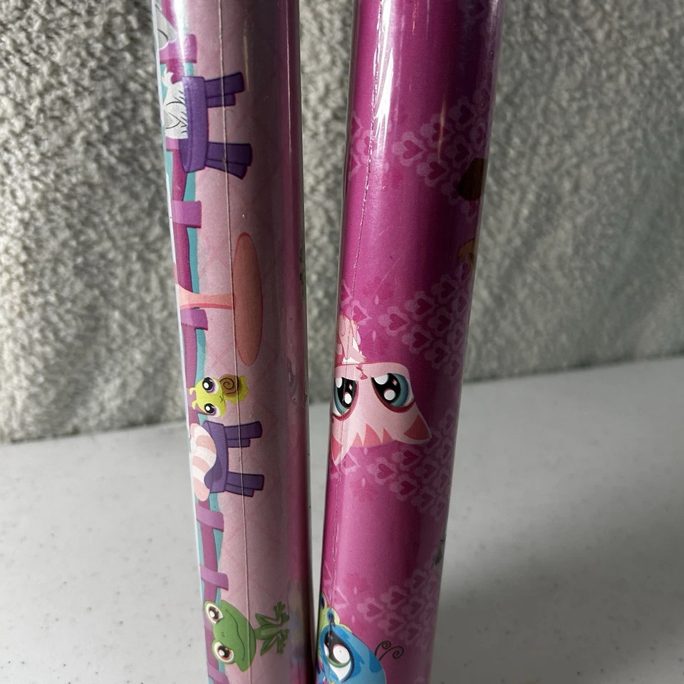 Juego de 2 rollos de papel de envolver vintage Hasbro Littlest Pet Shop/regalo 20 pies cuadrados Foto 4 de 4