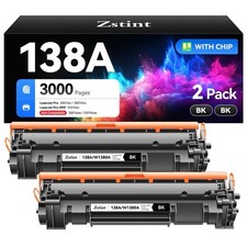 138A W1380A/X Black Toner Cartridge Set 2-Pack High Yield w/Chip Replacement