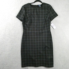 Chaps Womens 12 Dress Black White Plaid Sheath Work Career Professional NWT