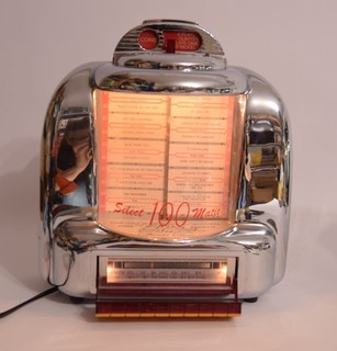 vintage MINI JUKEBOX RADIO Beleuchtung mit Tapedeck Spirit of St. Louis Diner