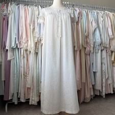 vintage christian dior white satin jacquard lace trim nightgown