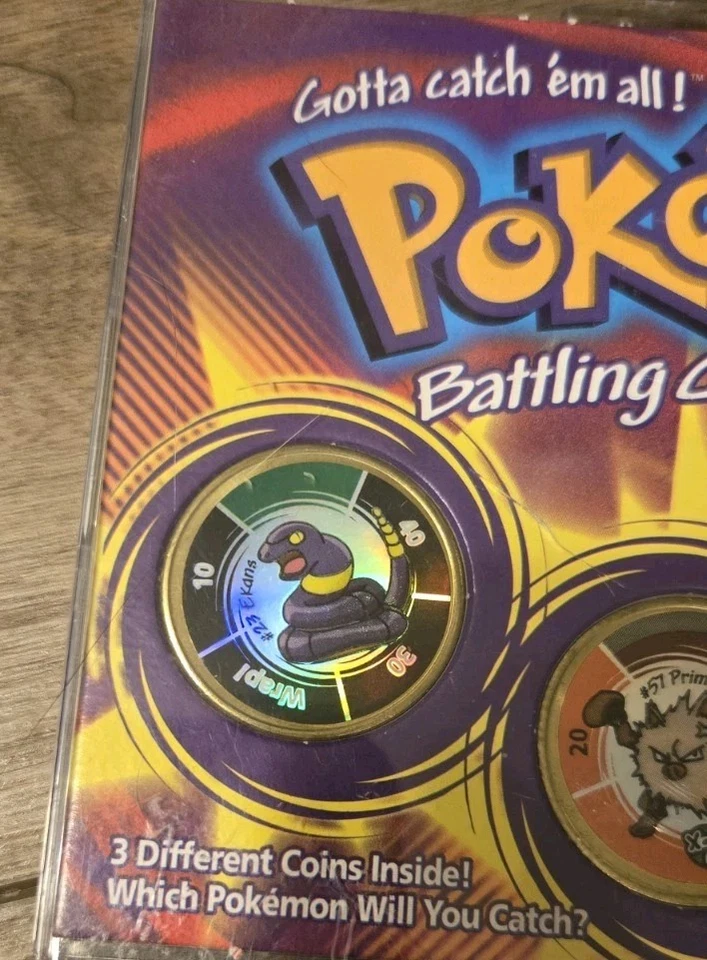 Hasbro 1999 Pokemon 3 Battling Coin Game Collector Set Ekans Primeape Magneton - Image 3 of 4