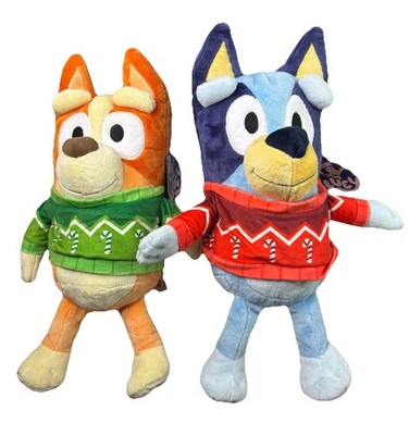 Bluey & Bingo Christmas Plush Set Stuffed Animals Holiday Toys Stuffies-Lot of 2