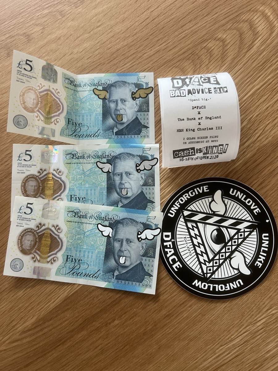 D*Face × King Charles £5 紙幣 シルク 英国限定 DFace King Charles £5 Notes - FULL SET - Gold + Silver + White