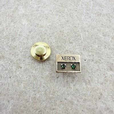 Vintage 1/10 10k Gold Fill Xerox Corporation Employee Award Pin 2 Emeralds