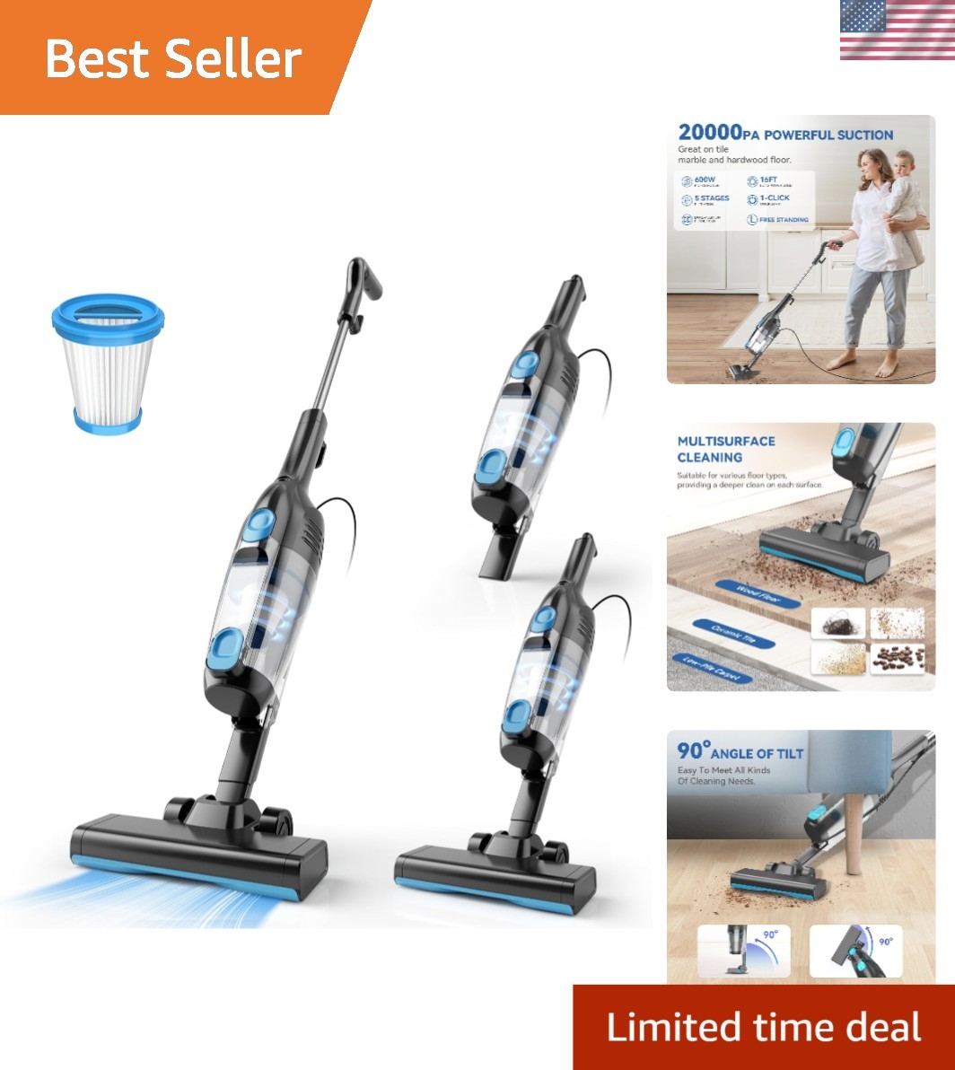 Lightweight 2-in-1 Stick & Handheld Vacuum - Perfect for Pet Hair & Hardwood