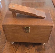Vintage Shoe Shine Groomer Care Kit Oak Box W 2 Brushes 5 Polish Tins Laces