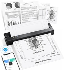 Portable A4 Bluetooth Inkless Printer Thermal Printer for 8.5" X 11" US Letter