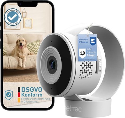 PetTec  Cam Lite - 3MP Haustierkamera Hundekamera mit App [OHNE ABO-Falle] - 