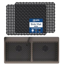 Kitchen Sink Mat for Stainless Steel Ceramic Sink 2Pcs 15.7"x11.8" Black