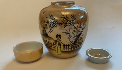 Vintage Japan Doppeldeckel Teedose Ginger Jar - Nippon Tokusei - Lüsterurglasur