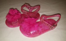 Girls pink sparkly jelly sandals shoes size 6 EUC