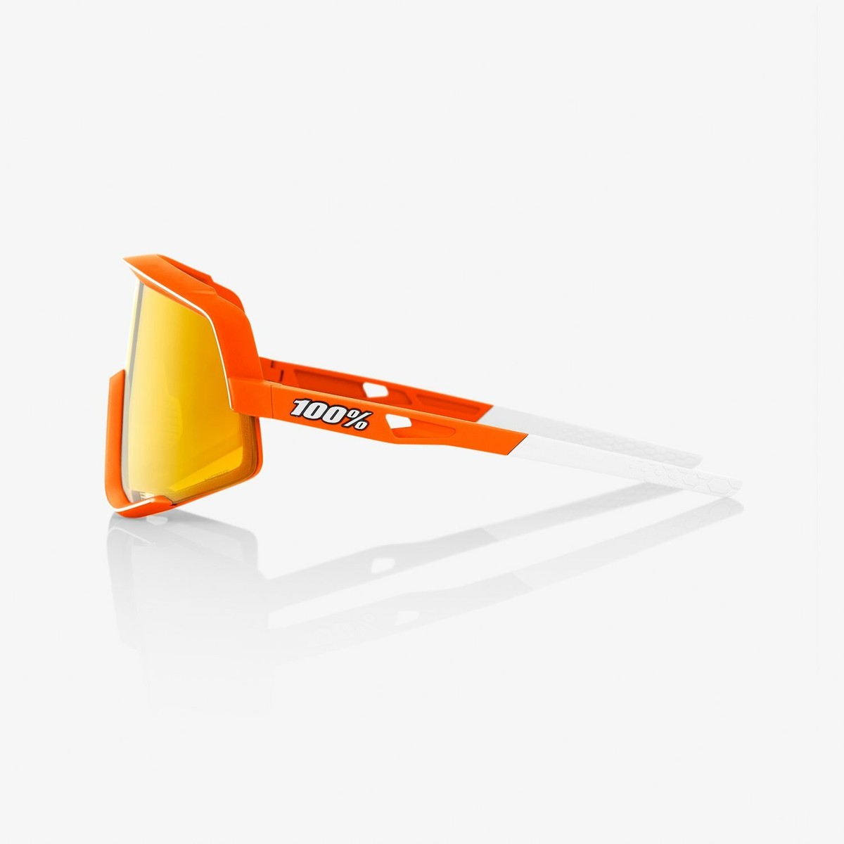 100% GLENDALE Neon Orange Sunglasses, Red Multilayer Mirror