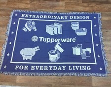 VTG Rare 90s Tupperware Throw Blanket Afghan Tasseled Purple White NWT